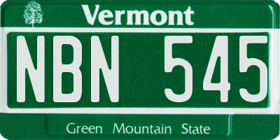 VT license plate NBN545