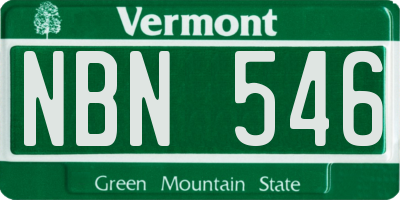 VT license plate NBN546