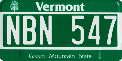 VT license plate NBN547