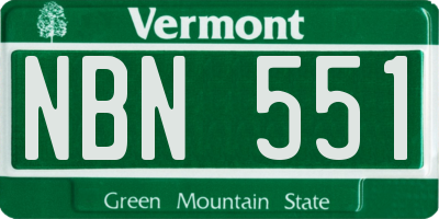 VT license plate NBN551