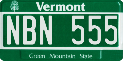 VT license plate NBN555