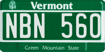 VT license plate NBN560