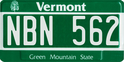 VT license plate NBN562