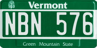 VT license plate NBN576