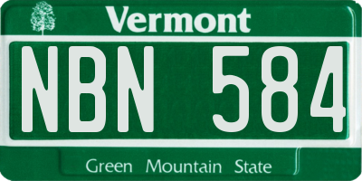 VT license plate NBN584
