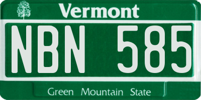 VT license plate NBN585