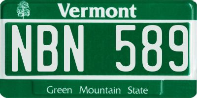 VT license plate NBN589