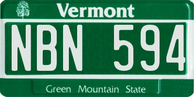 VT license plate NBN594