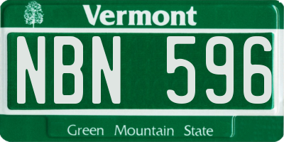 VT license plate NBN596