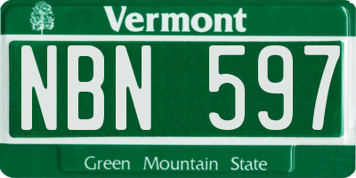 VT license plate NBN597