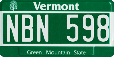VT license plate NBN598
