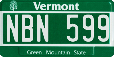 VT license plate NBN599