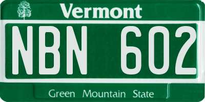 VT license plate NBN602