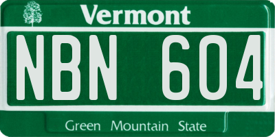 VT license plate NBN604