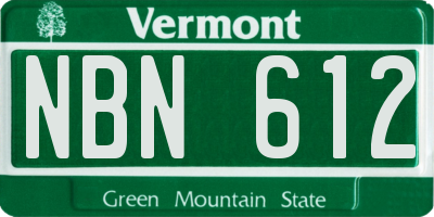 VT license plate NBN612