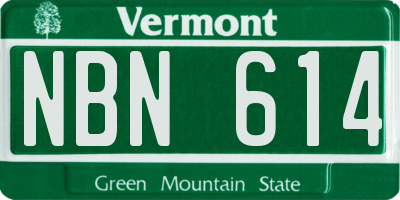 VT license plate NBN614