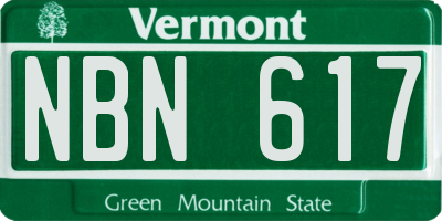 VT license plate NBN617