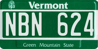 VT license plate NBN624