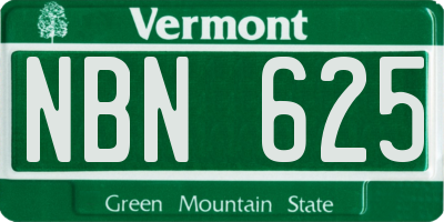VT license plate NBN625