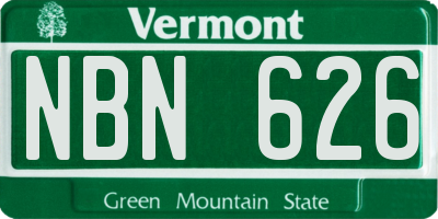 VT license plate NBN626