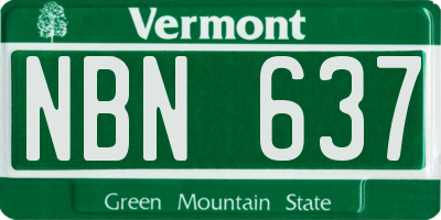 VT license plate NBN637