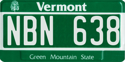 VT license plate NBN638