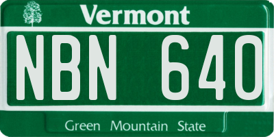 VT license plate NBN640