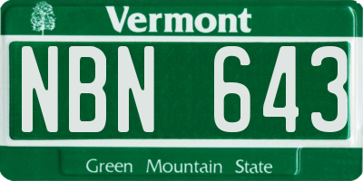 VT license plate NBN643
