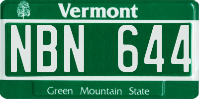 VT license plate NBN644