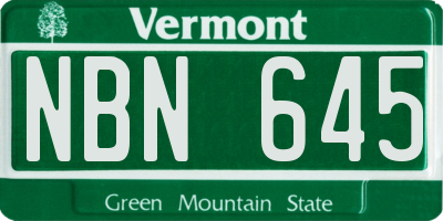 VT license plate NBN645