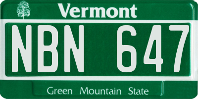 VT license plate NBN647