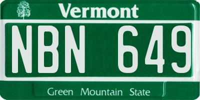 VT license plate NBN649