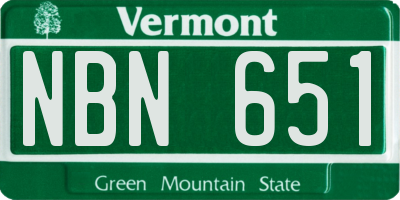 VT license plate NBN651