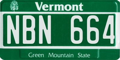 VT license plate NBN664