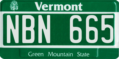 VT license plate NBN665