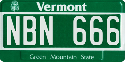 VT license plate NBN666
