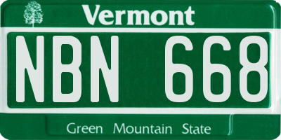 VT license plate NBN668