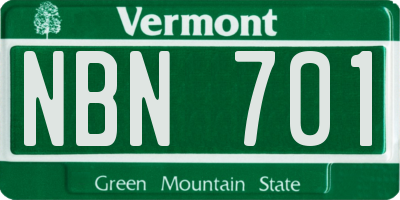 VT license plate NBN701