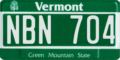 VT license plate NBN704