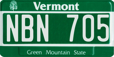 VT license plate NBN705