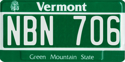 VT license plate NBN706