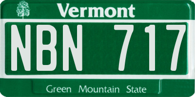 VT license plate NBN717