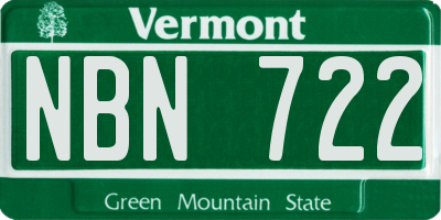 VT license plate NBN722