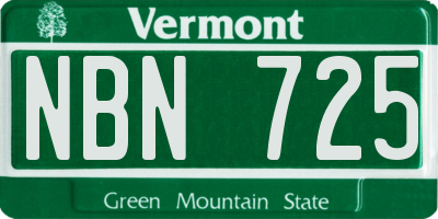 VT license plate NBN725