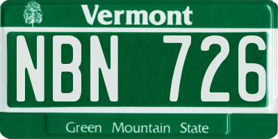 VT license plate NBN726