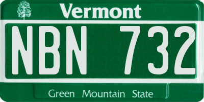 VT license plate NBN732
