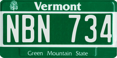 VT license plate NBN734