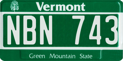 VT license plate NBN743