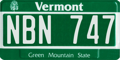 VT license plate NBN747