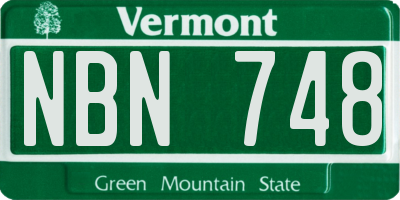 VT license plate NBN748